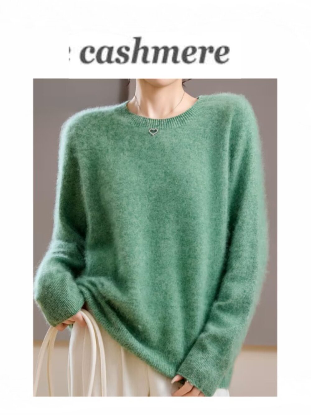 NEW Green Brushed Cashmere sweater Large